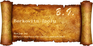 Berkovits Ipoly névjegykártya